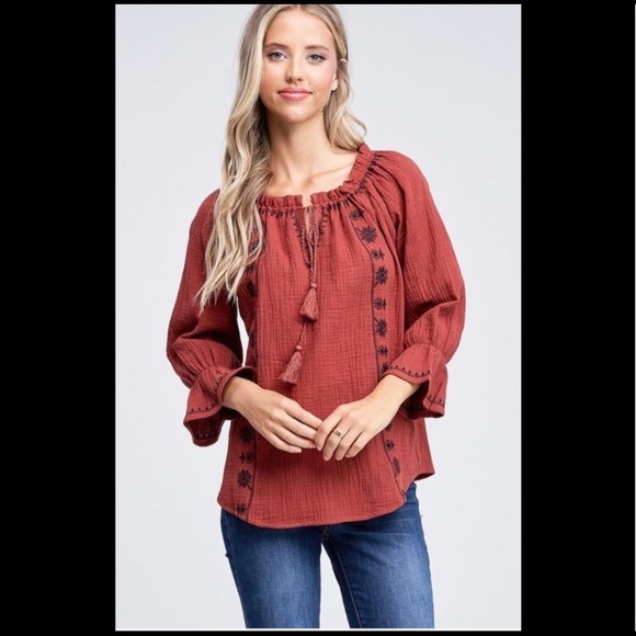 ♥️2 left ❤️ Rust Boho Top - Picture 5 of 6